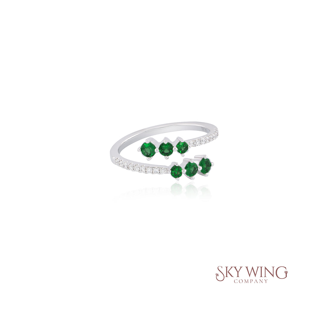 DIA: &amp; GRADUATED TSAVORITE OPEN SHANK RING