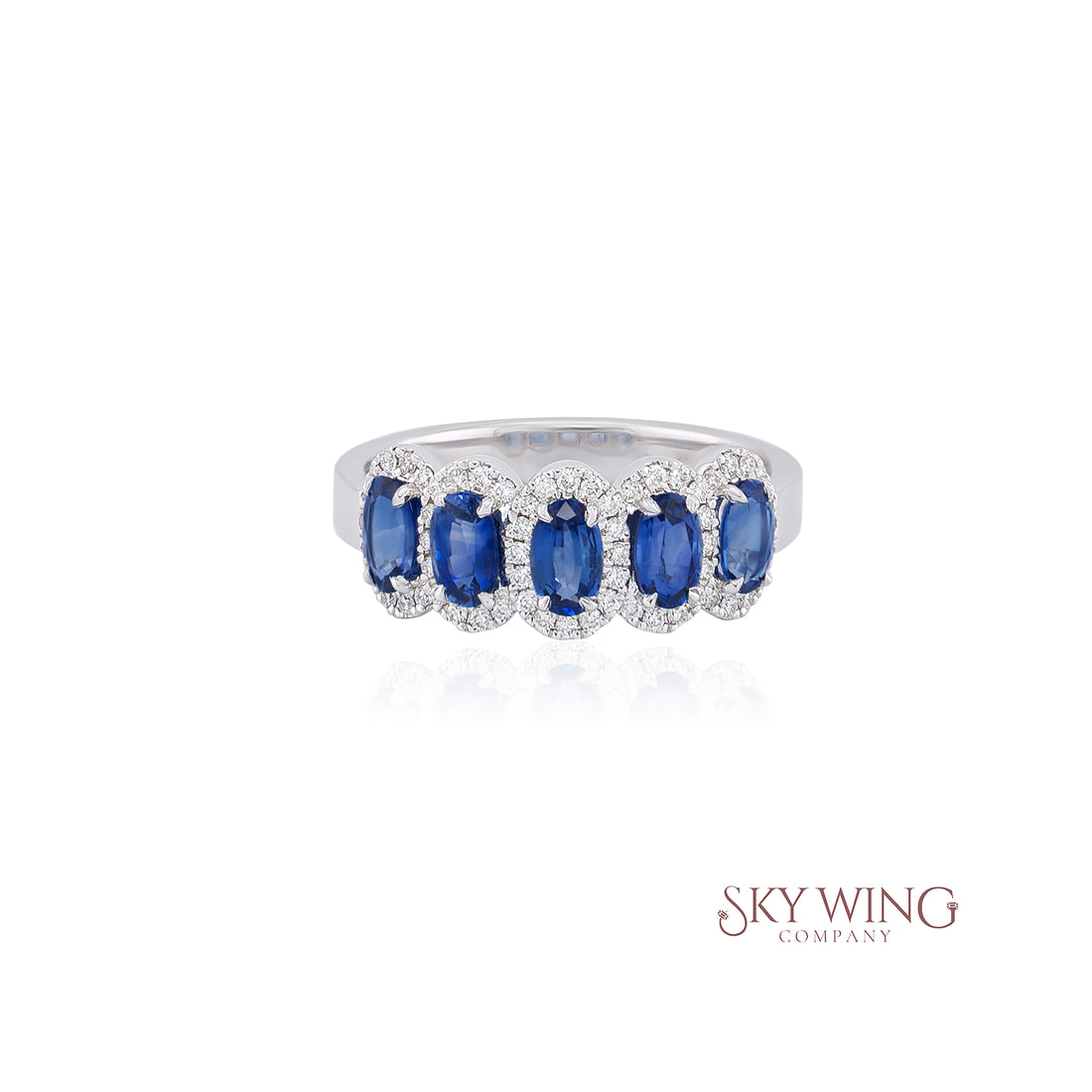DIA: &amp; 5 OVAL BLUE SAPPHIRE HALO RING