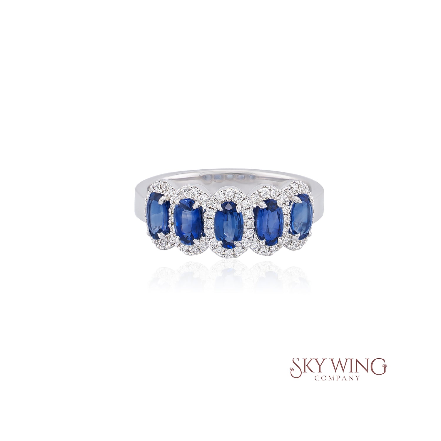 DIA: &amp; 5 OVAL BLUE SAPPHIRE HALO RING