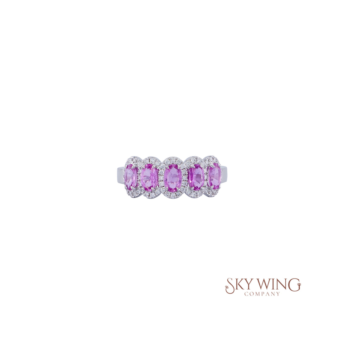 DIA: &amp; 5 OVAL PINK SAPPHIRE HALO RING