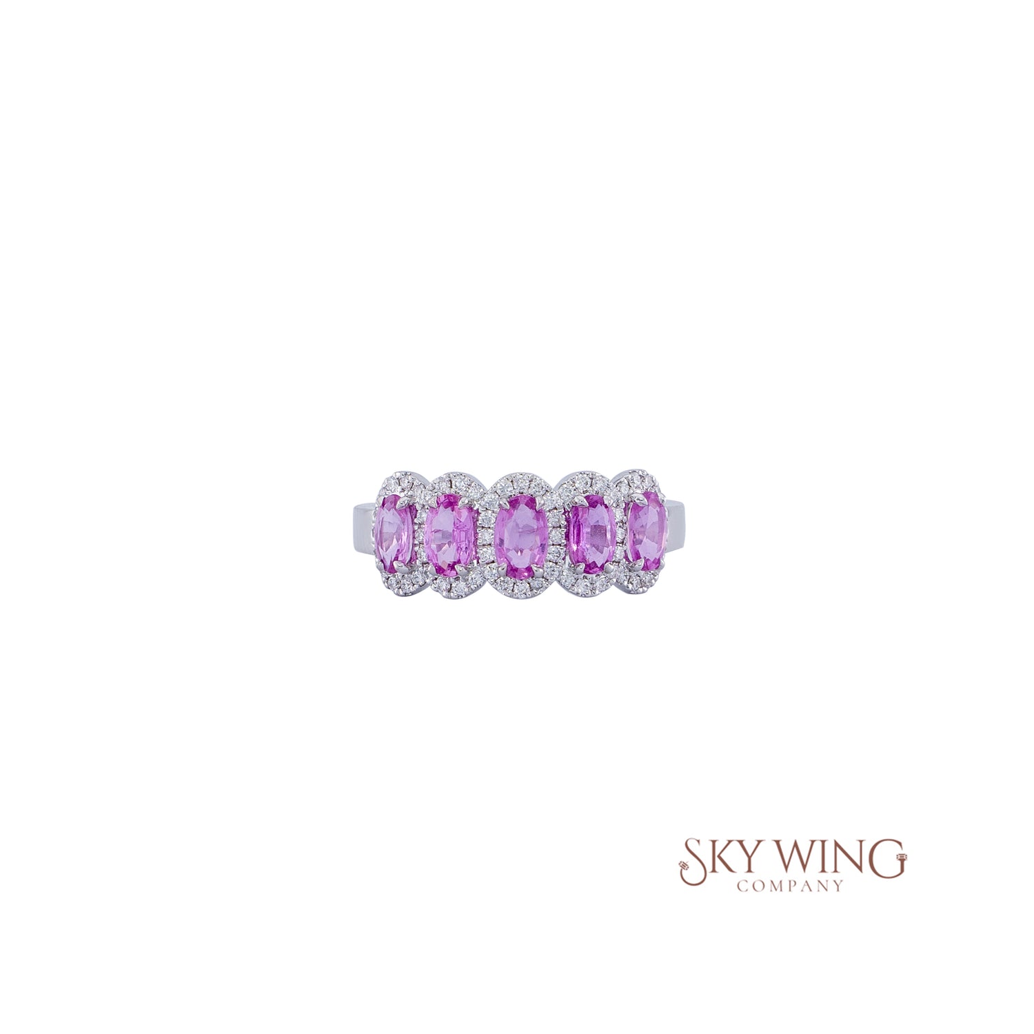DIA: &amp; 5 OVAL PINK SAPPHIRE HALO RING