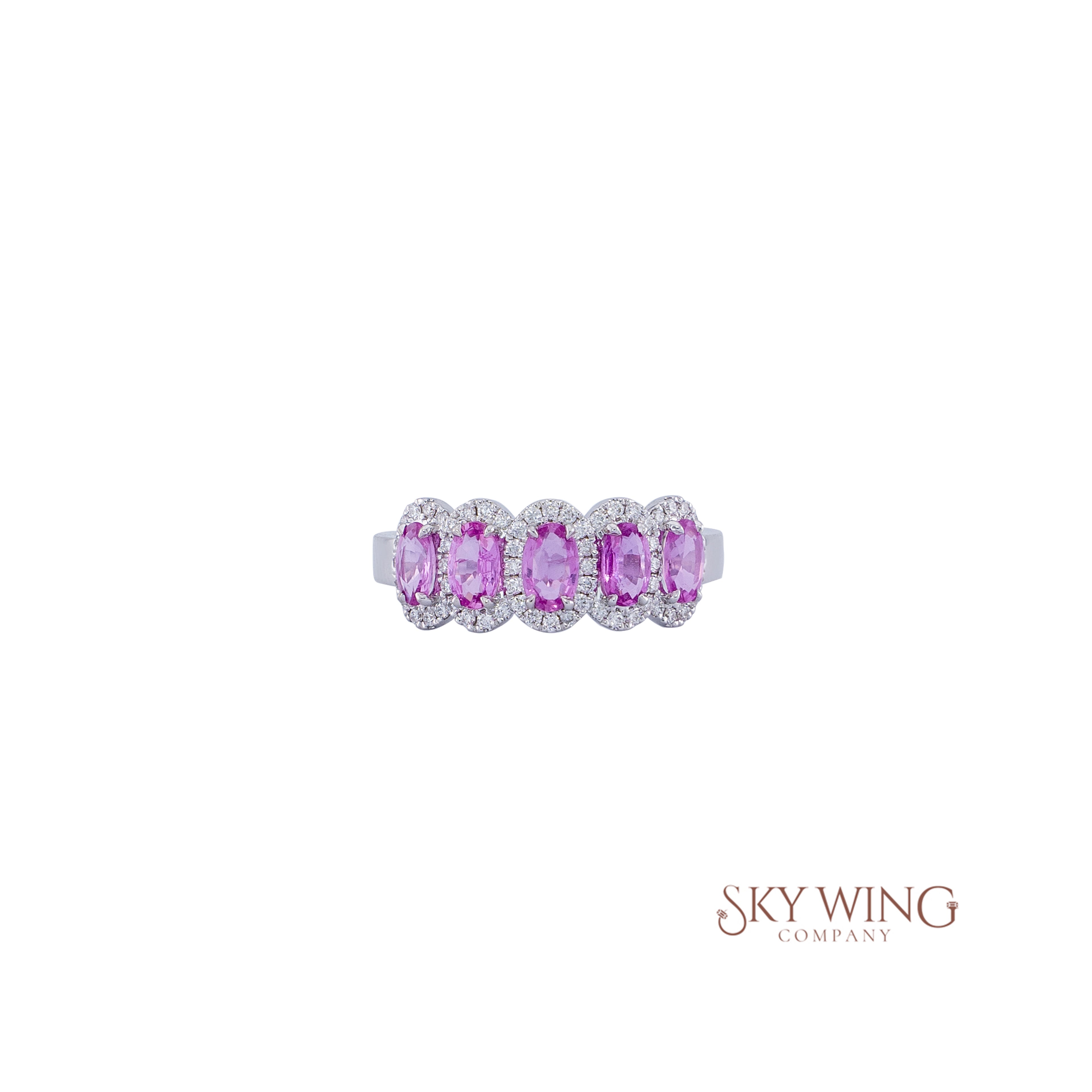 DIA: &amp; 5 OVAL PINK SAPPHIRE HALO RING