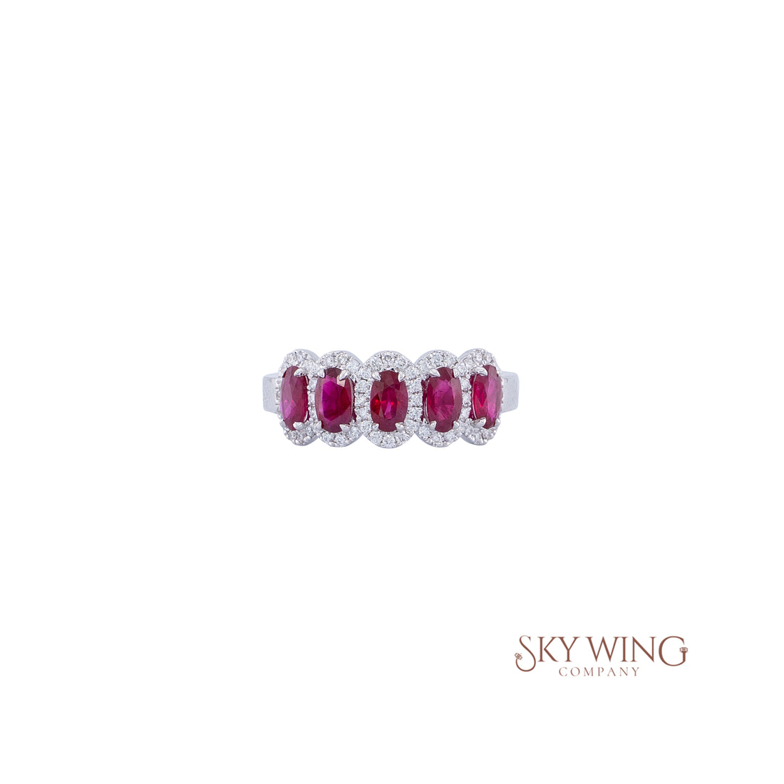 DIA: &amp; 5 OVAL RUBY HALO RING