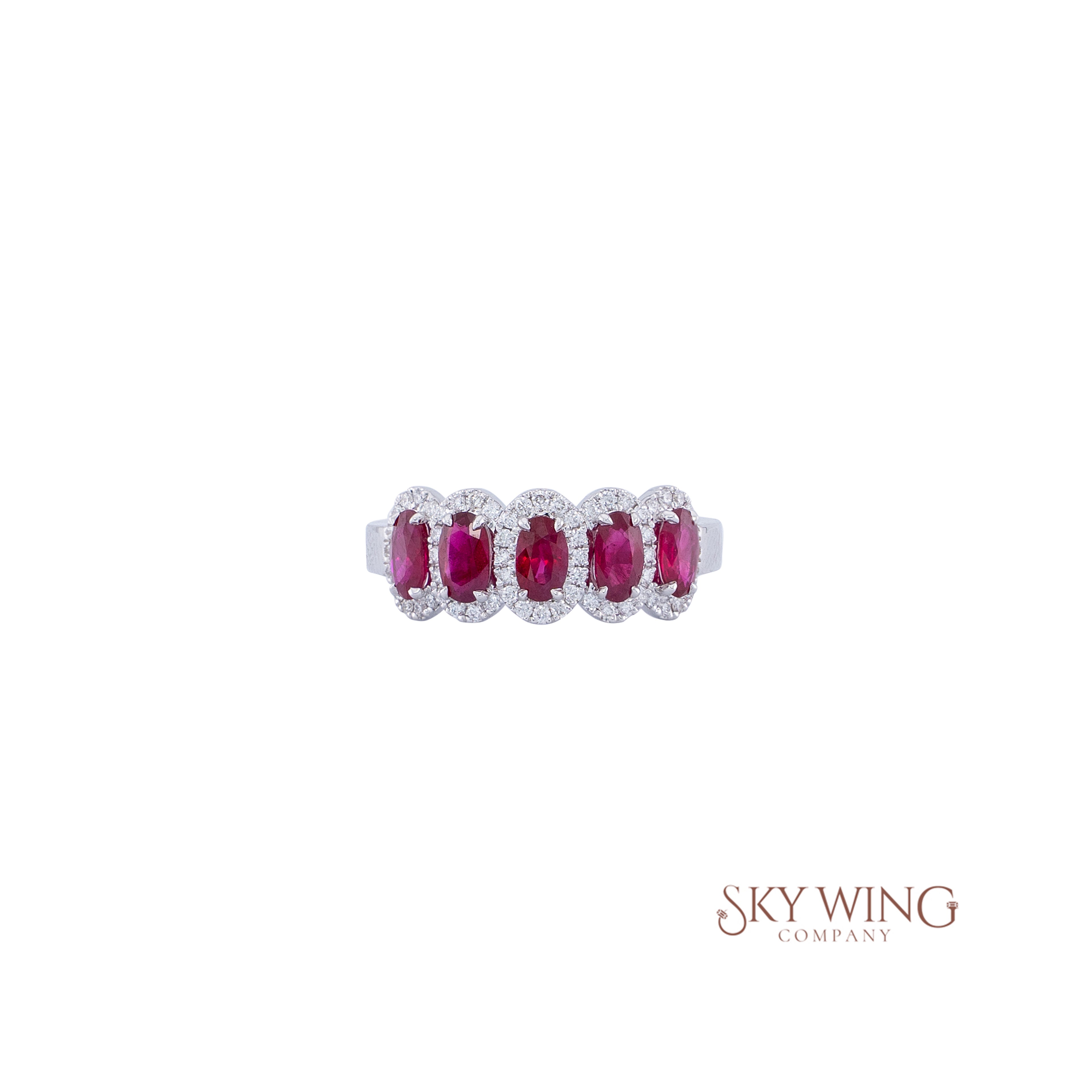 DIA: &amp; 5 OVAL RUBY HALO RING