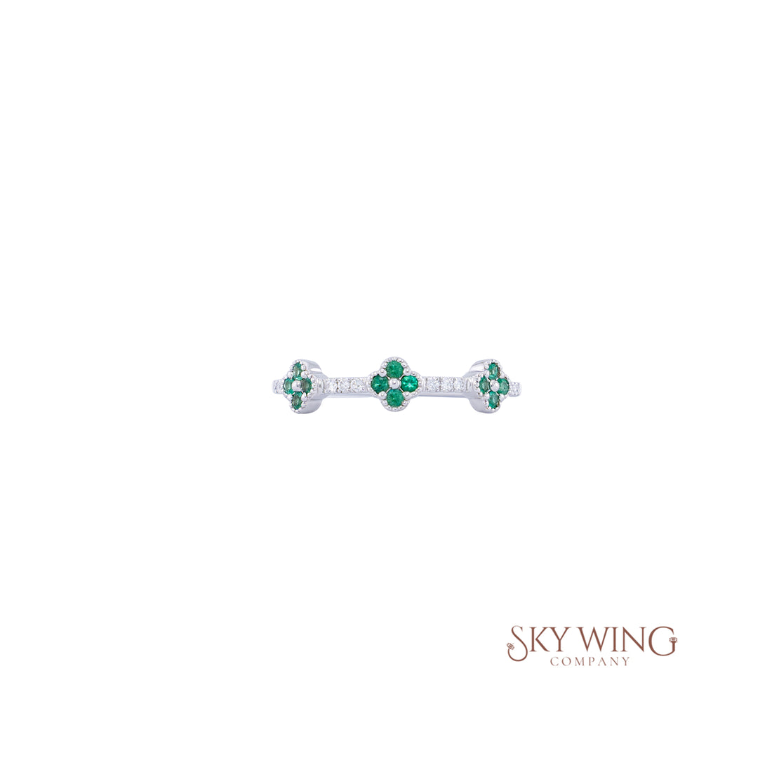 DIA: &amp; CLOVER EMERALD RING