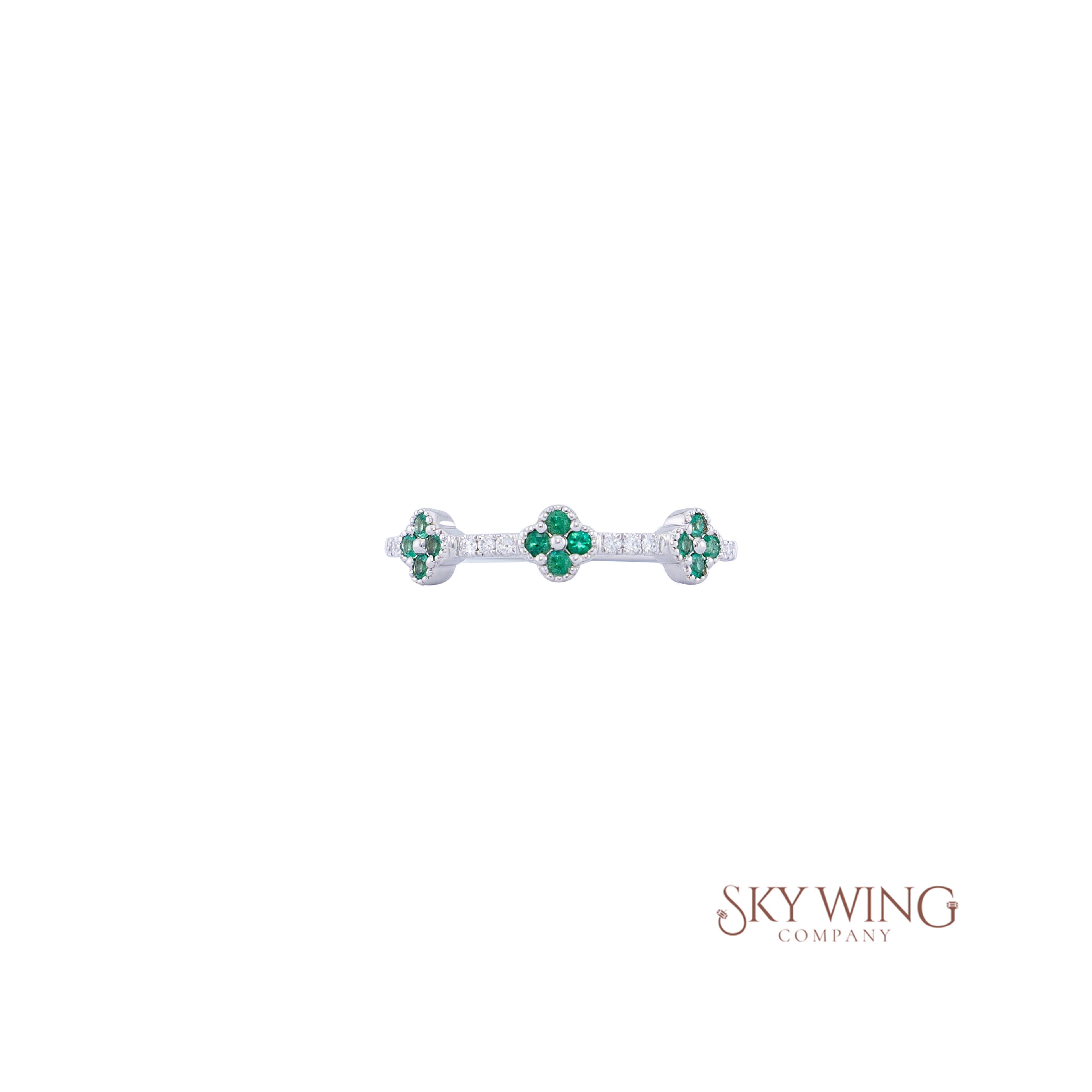 DIA: &amp; CLOVER EMERALD RING