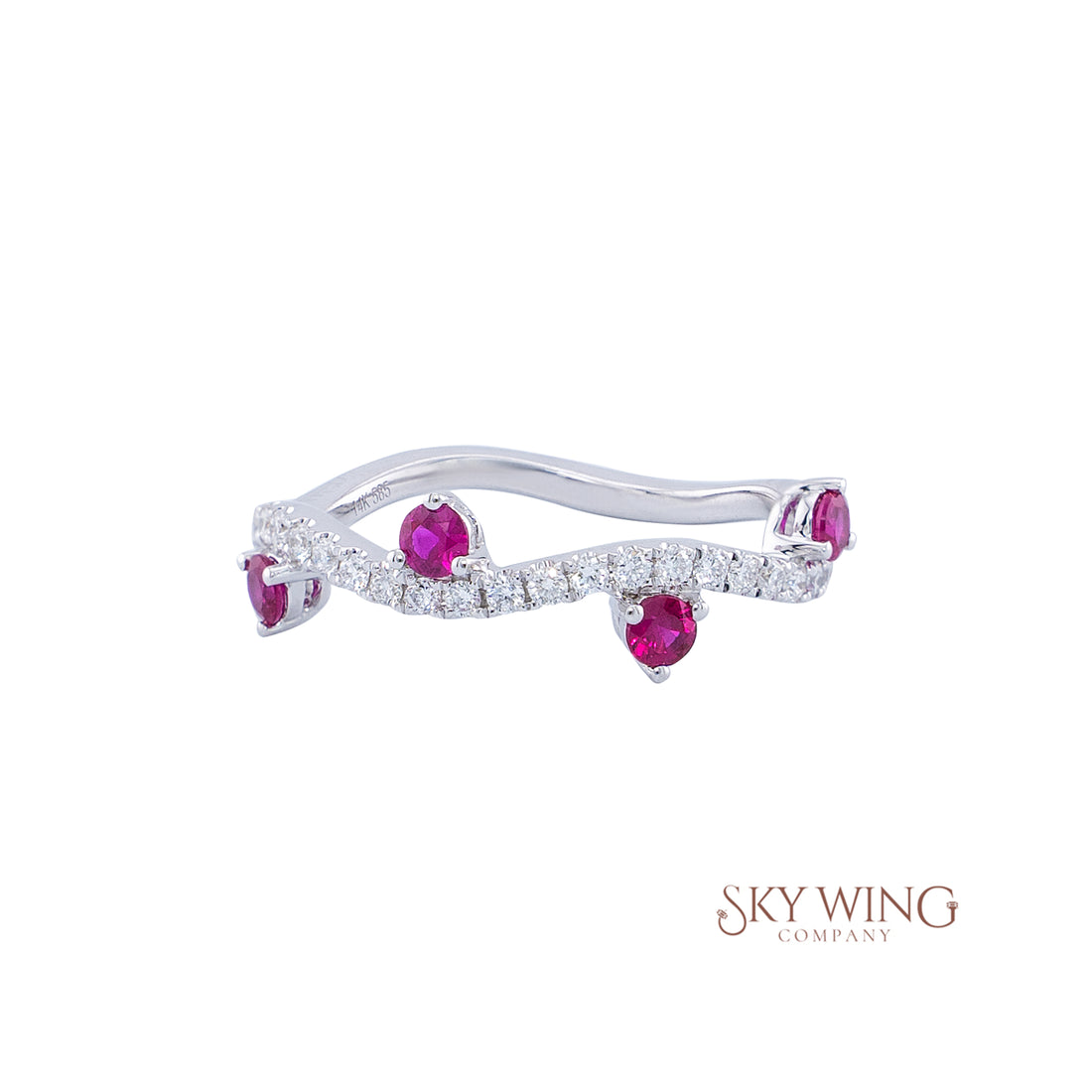 ROUND RUBY AND DIAMOND TWISTED RING