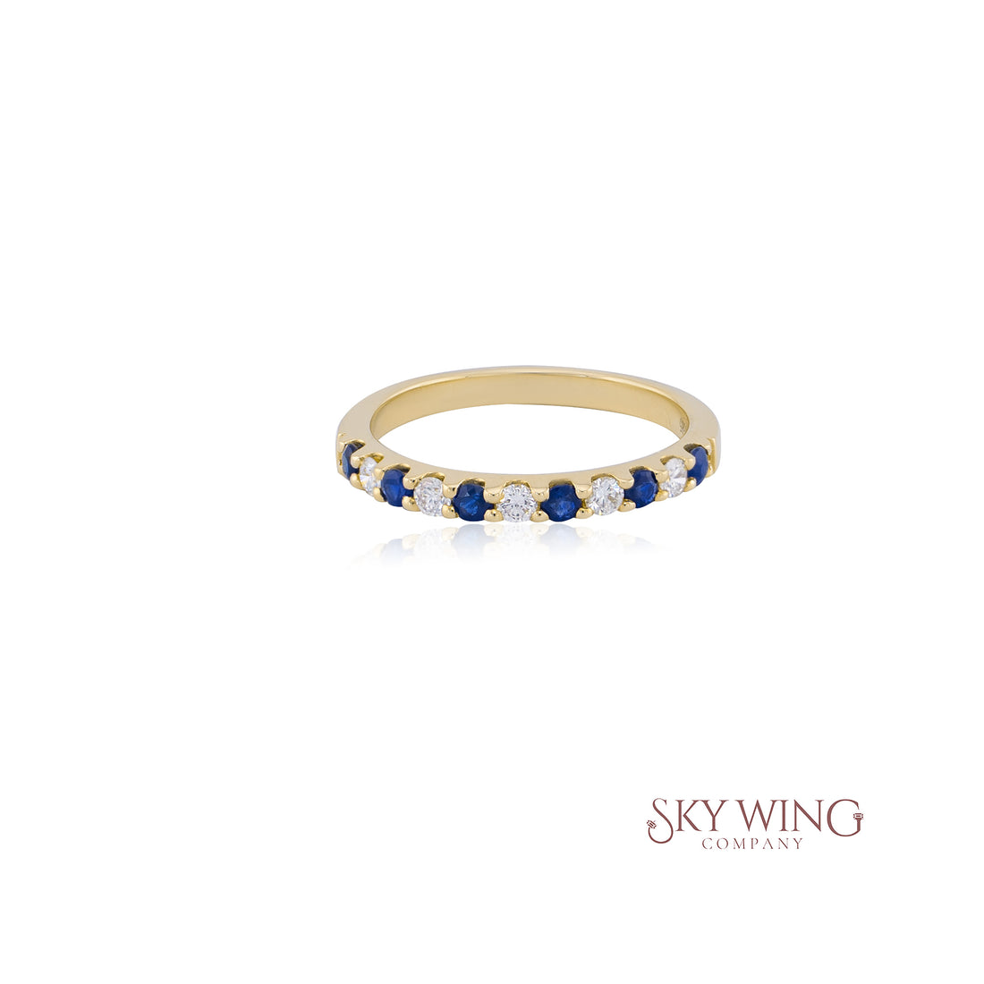 DIA: &amp; SAPPHIRE PRONG SET BAND