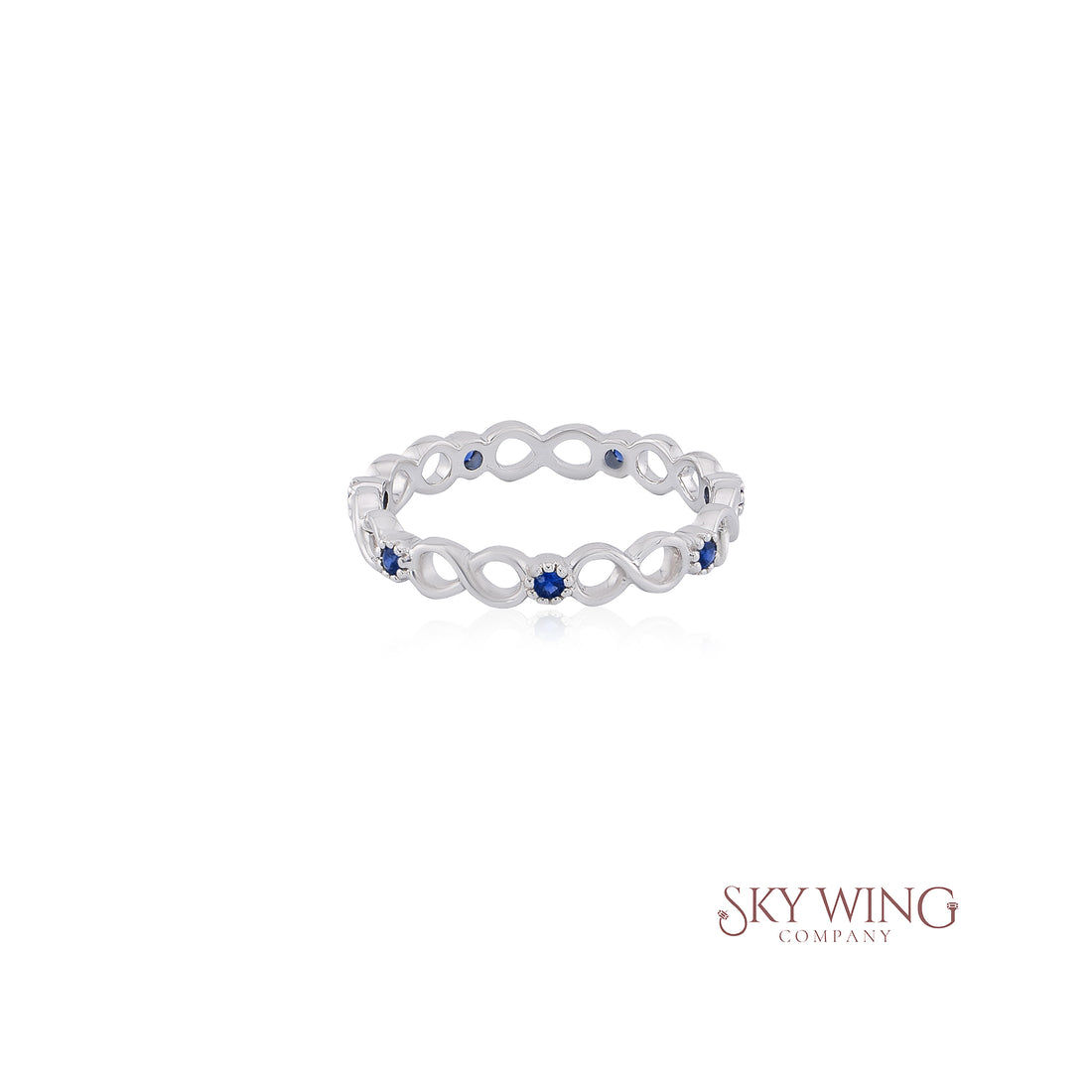 ROUND BLUE SAPPHIRE INFINITY RING
