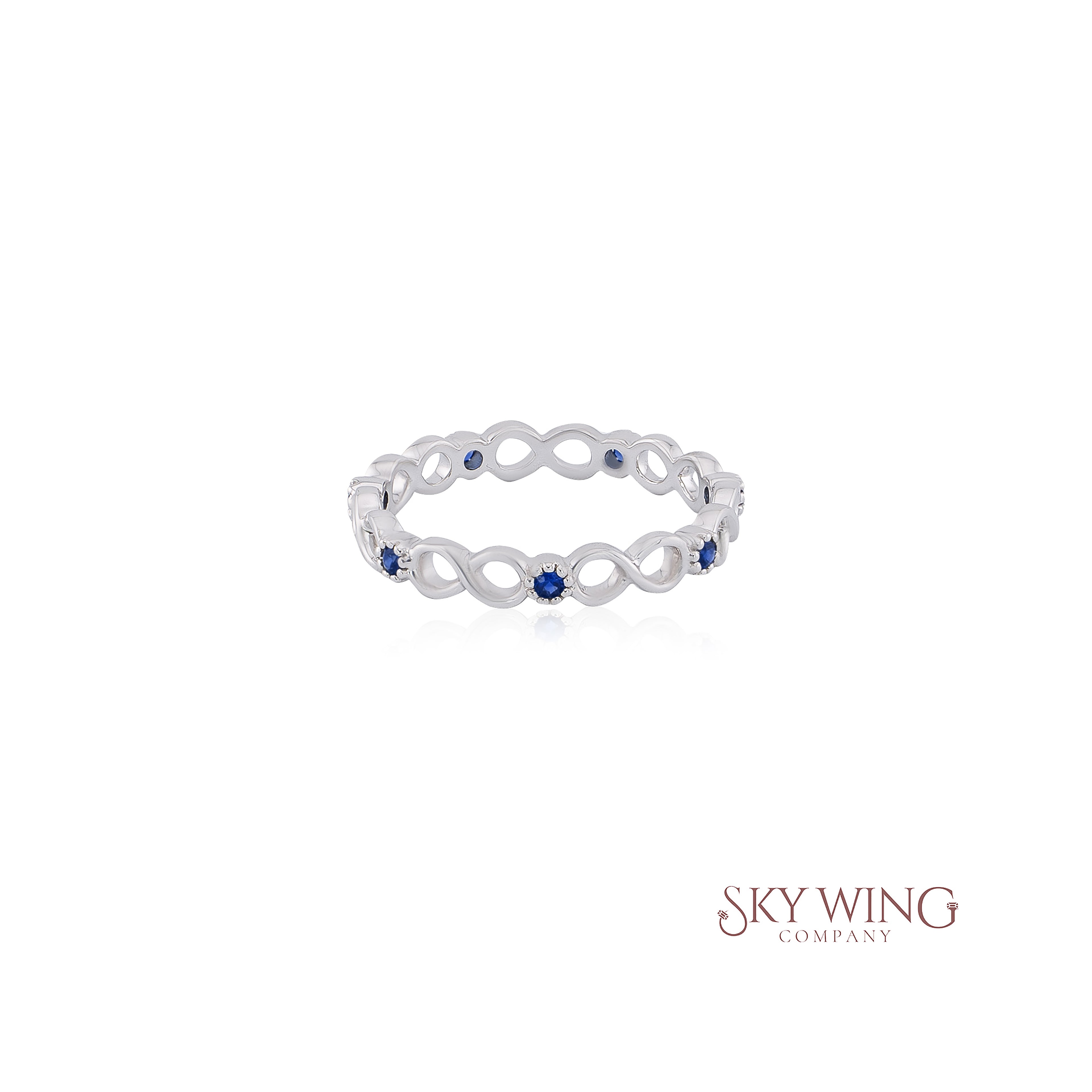 ROUND BLUE SAPPHIRE INFINITY RING