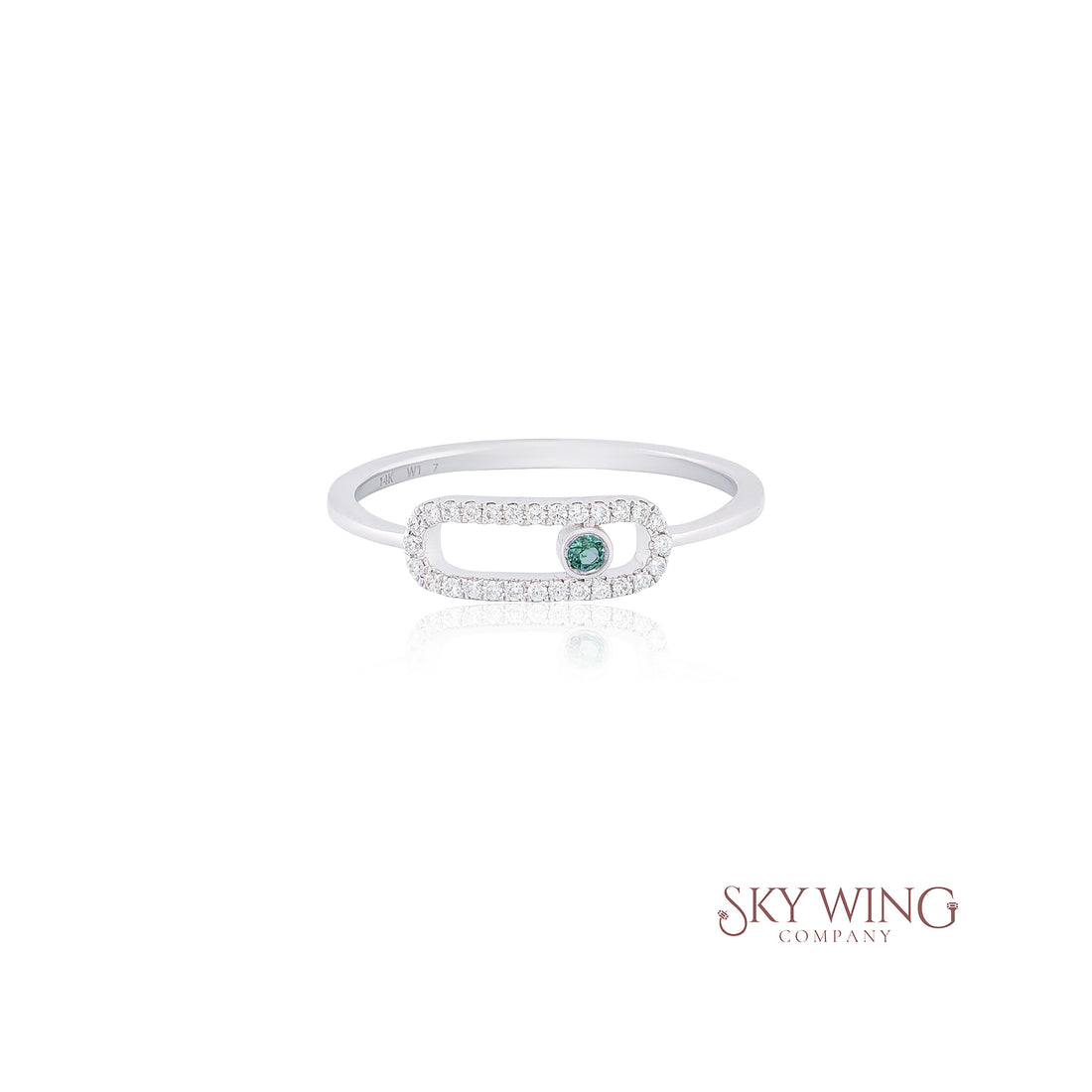 ROUND EMERALD AND DIAMOND BAR RING
