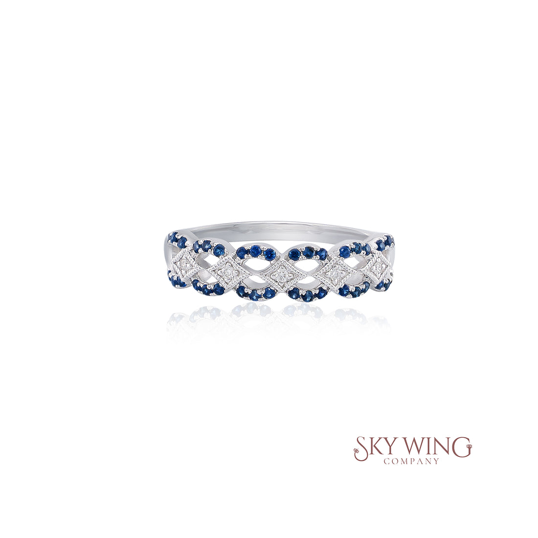 ROUND BLUE SAPPHIRE AND DIAMOND STATEMENT RING