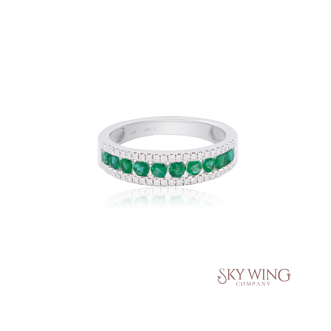 DIA: &amp; ROUND EMERALD BAND