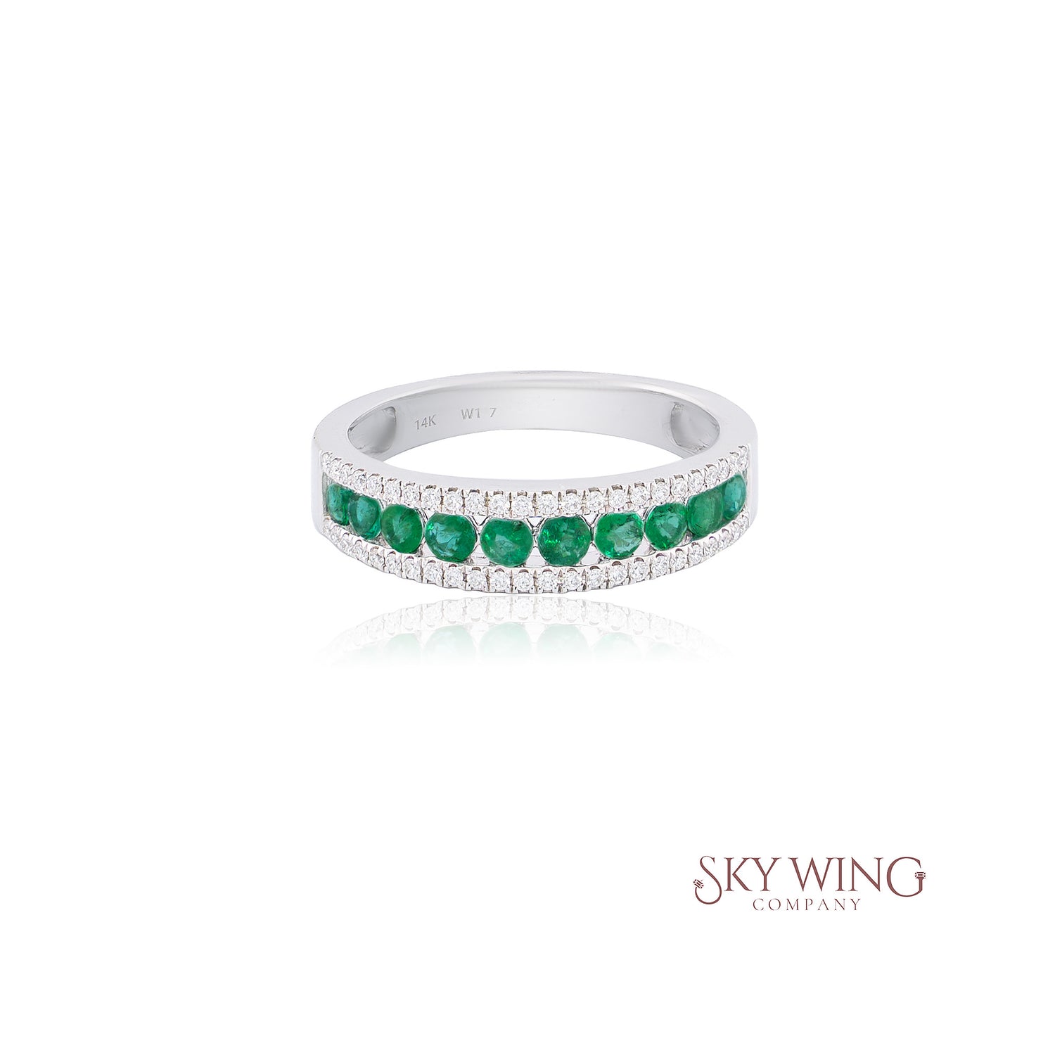 DIA: &amp; ROUND EMERALD BAND