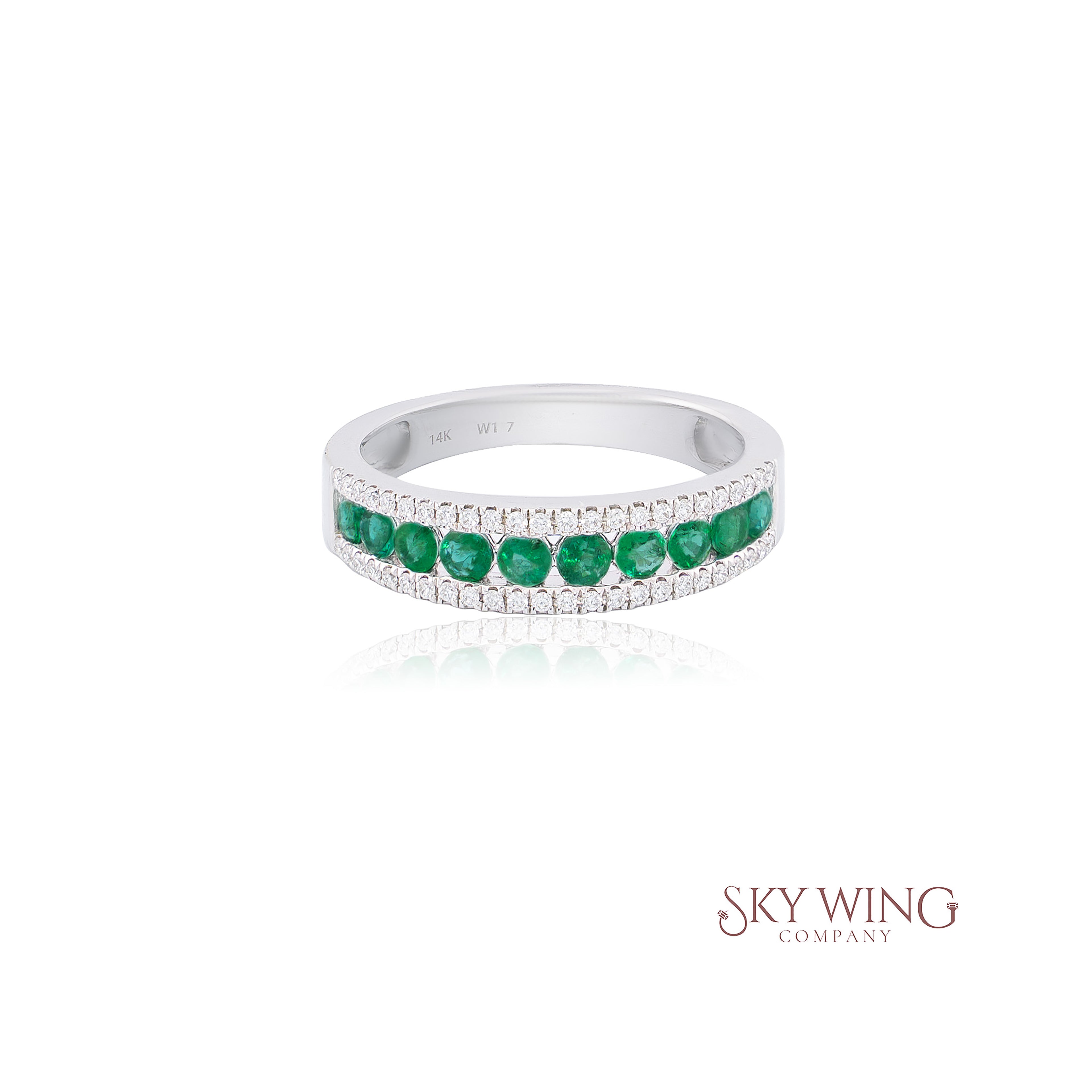 DIA: &amp; ROUND EMERALD BAND
