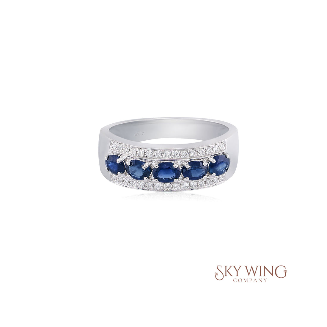 OVAL BLUE SAPPHIRE AND ROUND DIAMOND 3 LAYER RING