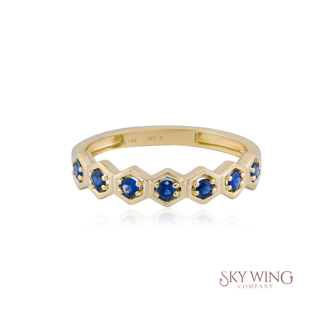 BLUE SAPPHIRE HEXAGON BAND