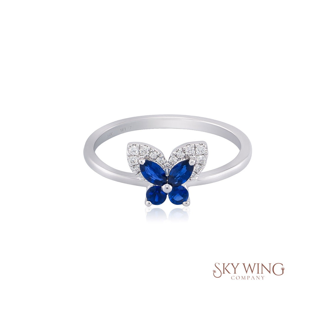 BLUE SAPPHIRE AND DIAMOND BUTTERFLY RING
