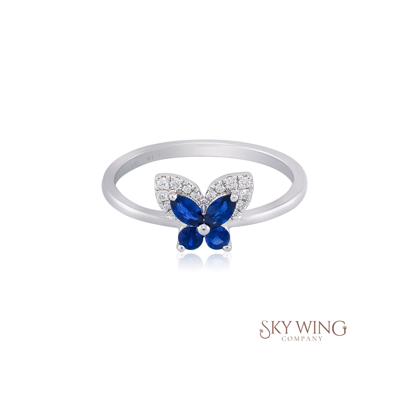 BLUE SAPPHIRE AND DIAMOND BUTTERFLY RING