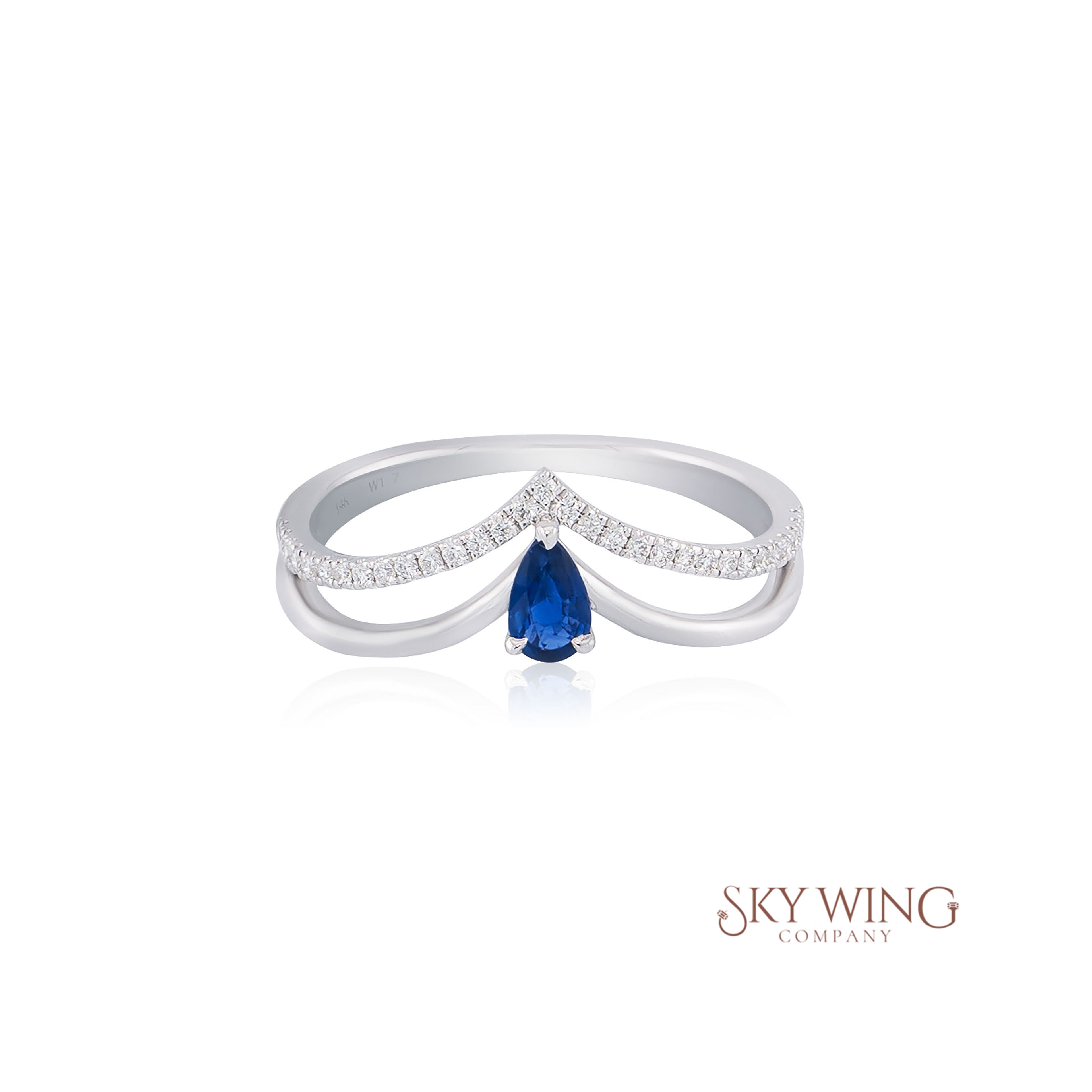 BLUE SAPPHIRE CURVED DOUBLE HALF ETERNITY BAND