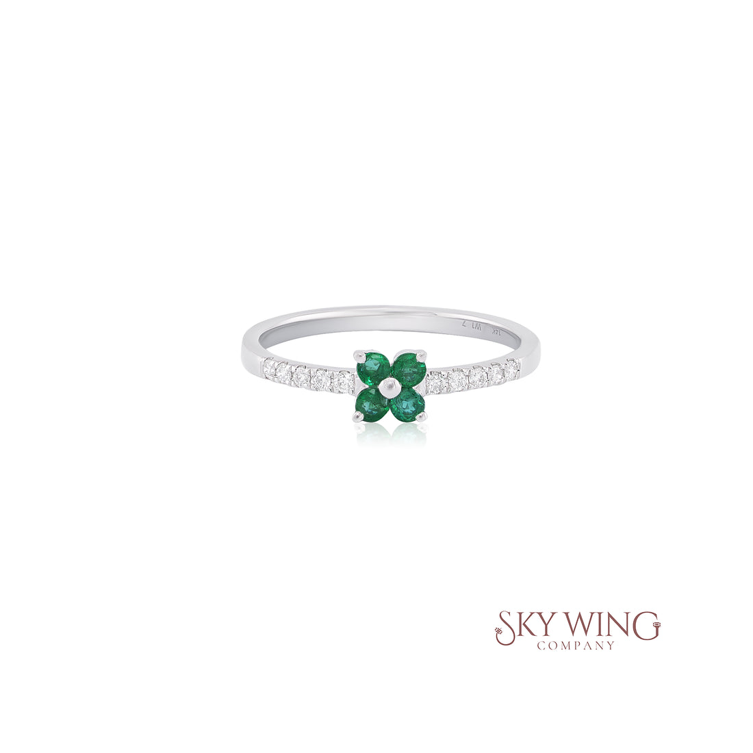 EMERALD AND DIAMOND FLOWER BAND