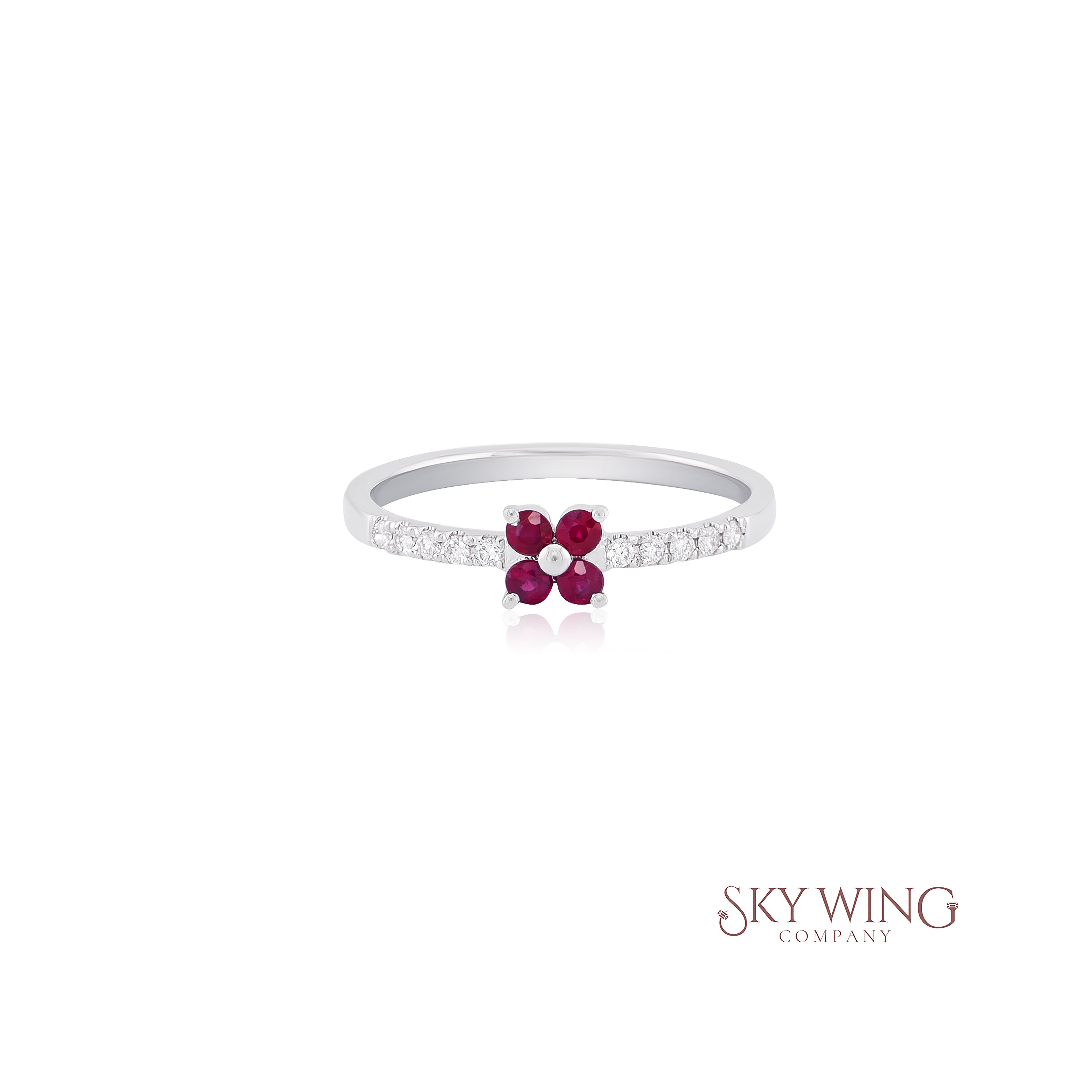 RUBY AND DIAMOND FLOWER BAND