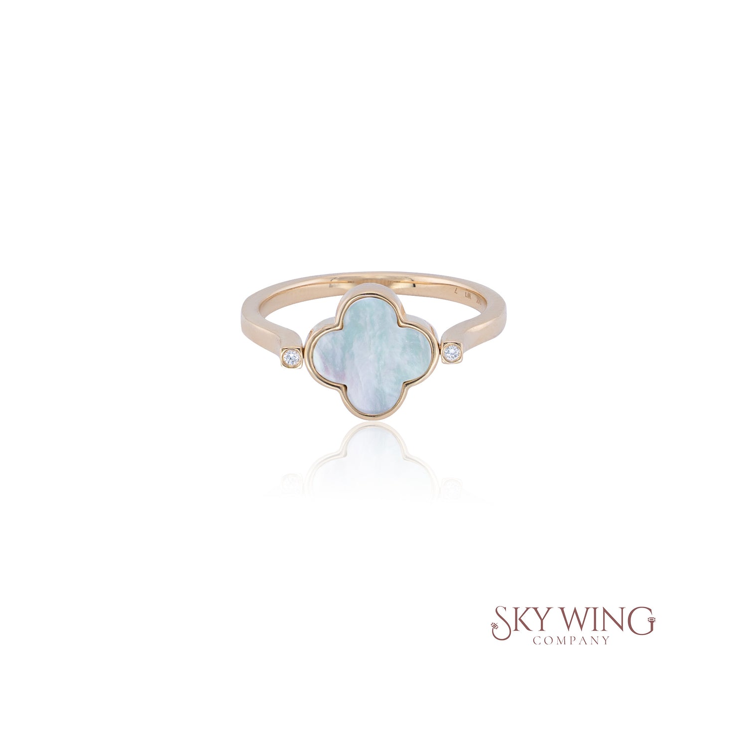 MOP &amp; DIAMOND CLOVER RING