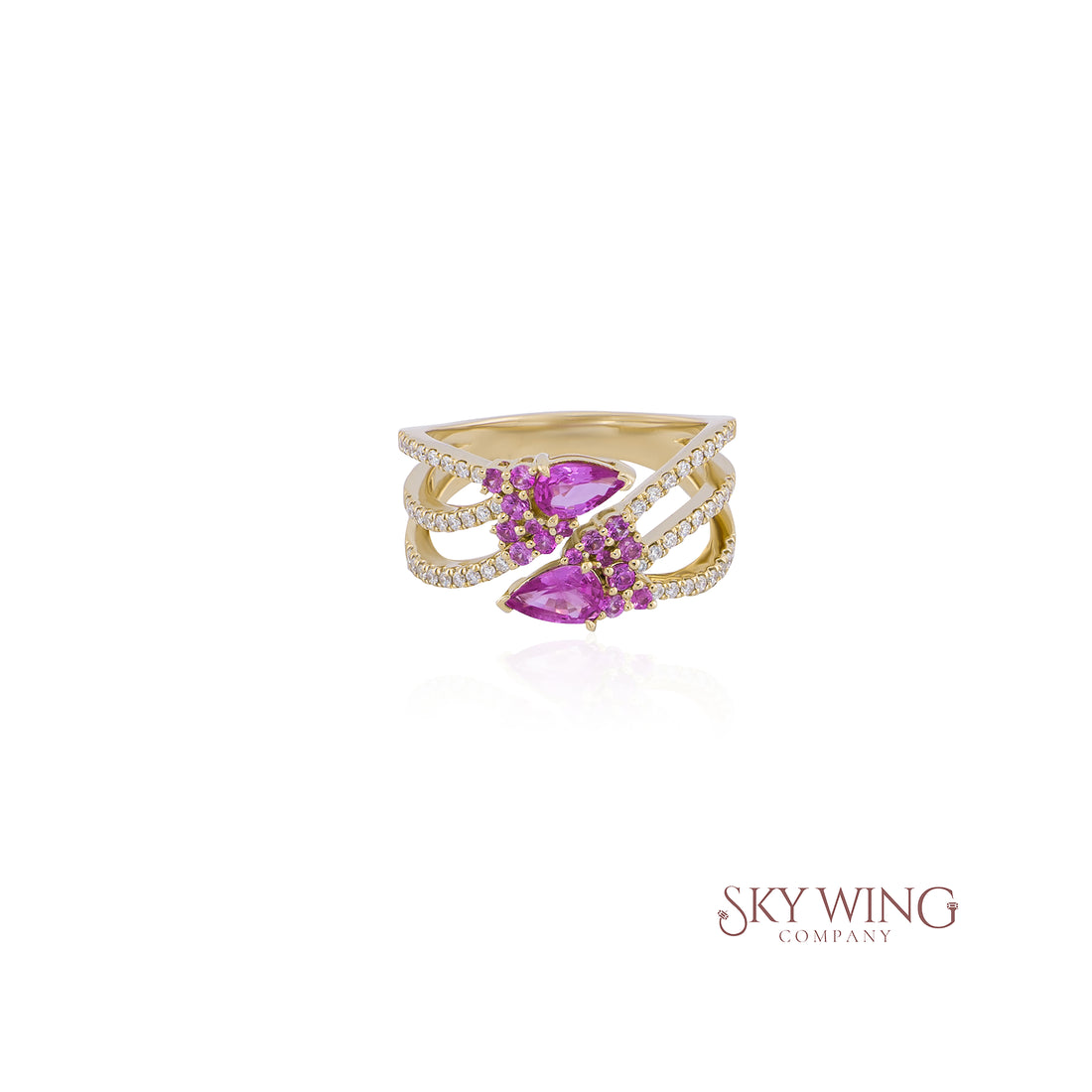 PINK SAPPHIRE &amp; DIAMOND CLUSTER STATEMENT FASHION RING