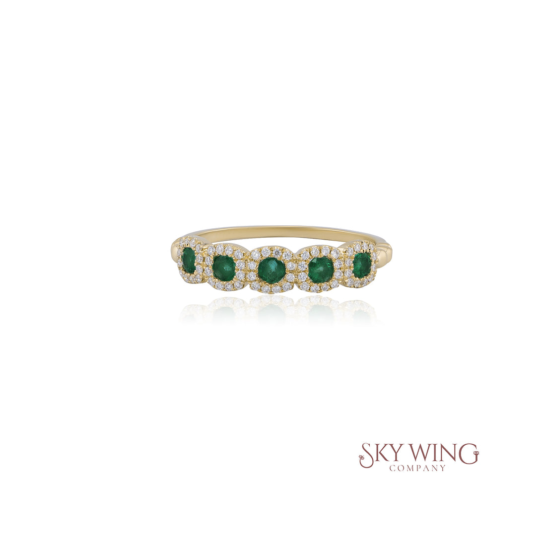 EMERALD &amp; DIAMOND ROUND RING