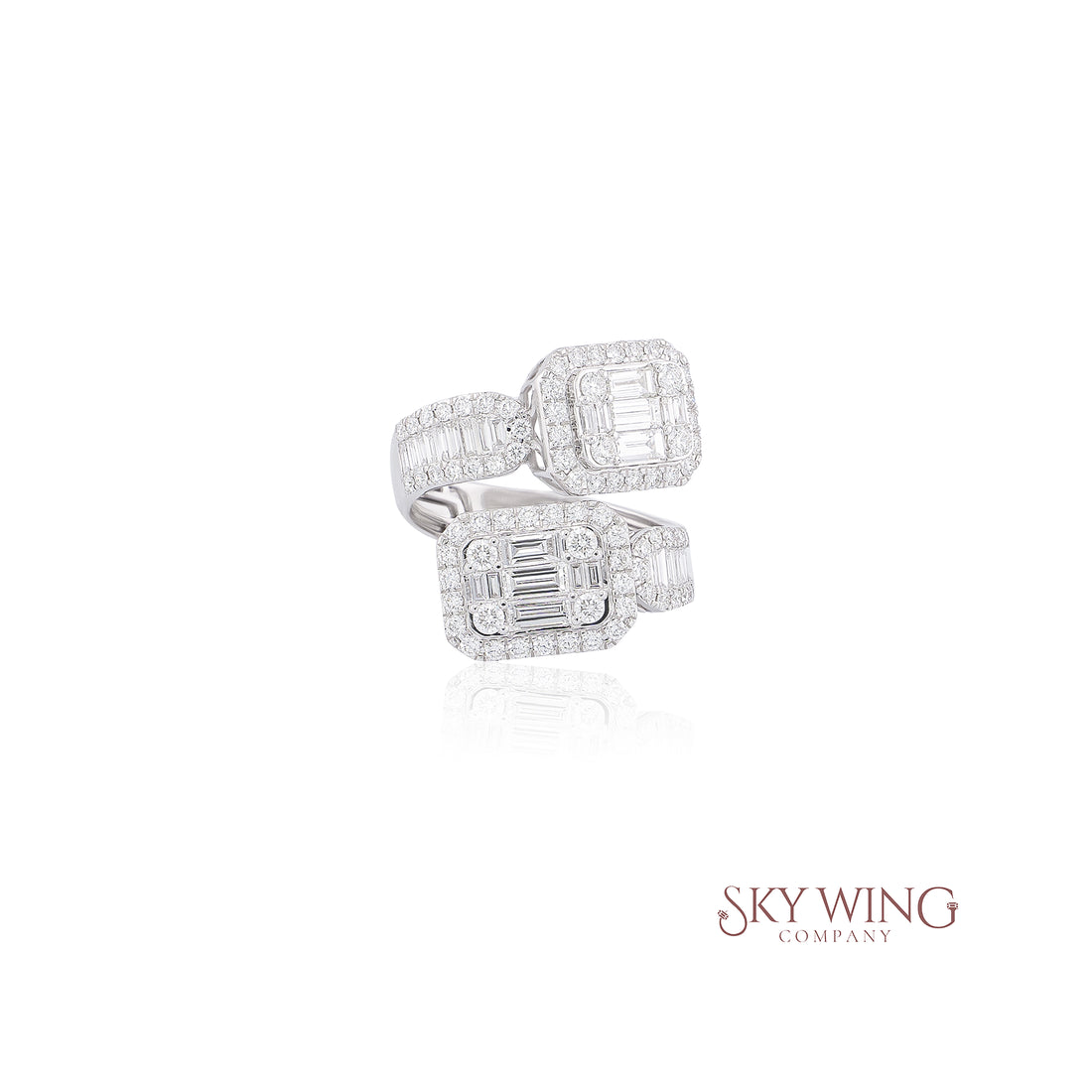 BORDER BAGUETTE CROSSOVER DIAMOND RING