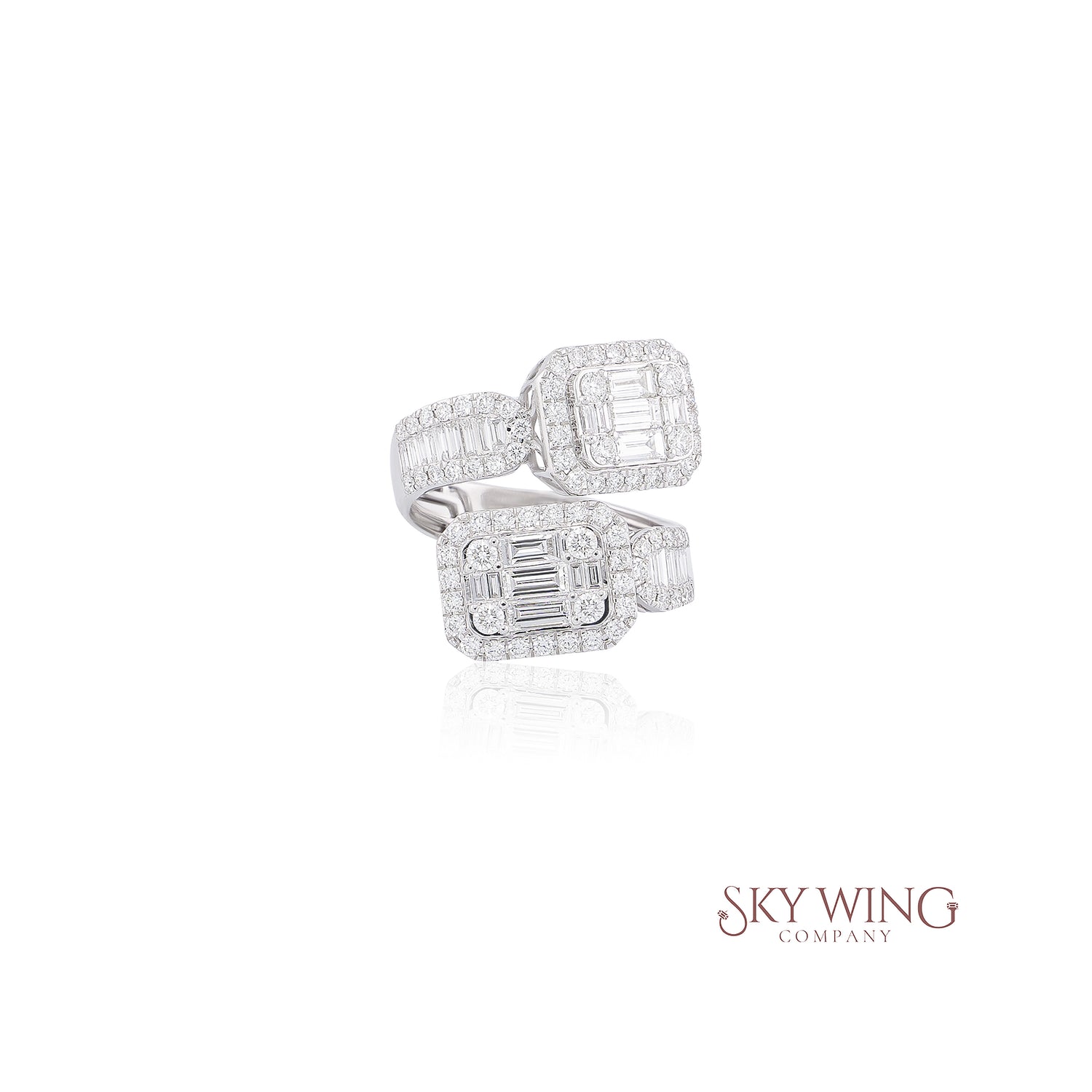 BORDER BAGUETTE CROSSOVER DIAMOND RING