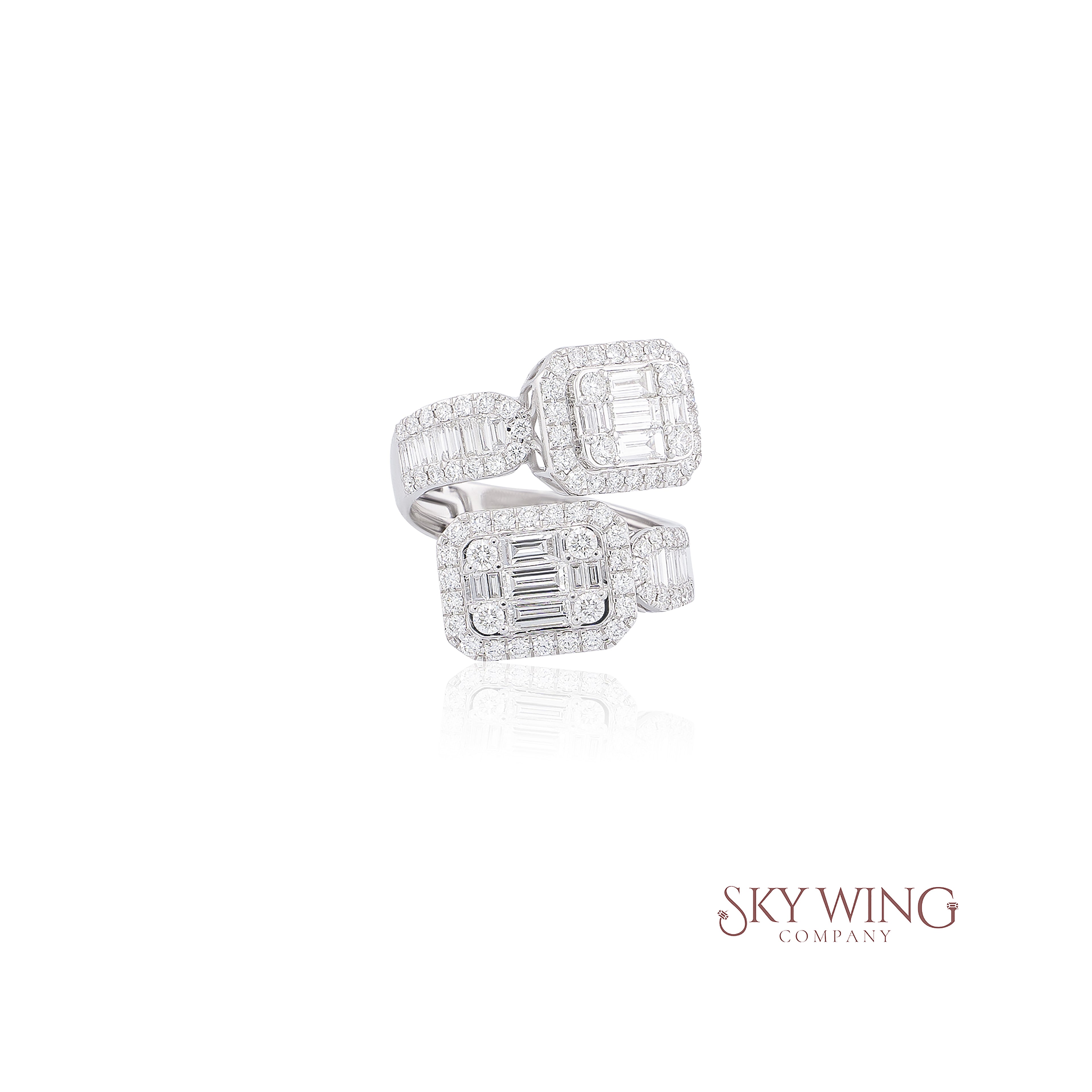 BORDER BAGUETTE CROSSOVER DIAMOND RING