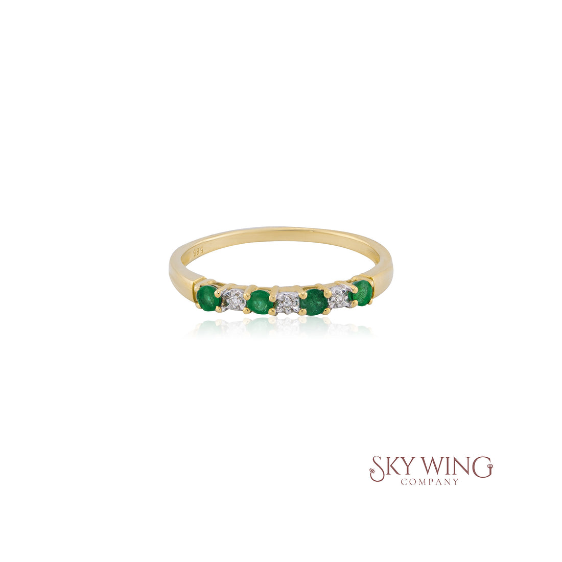 EMERALD &amp; MOISSANITE PROMISE BAND RING