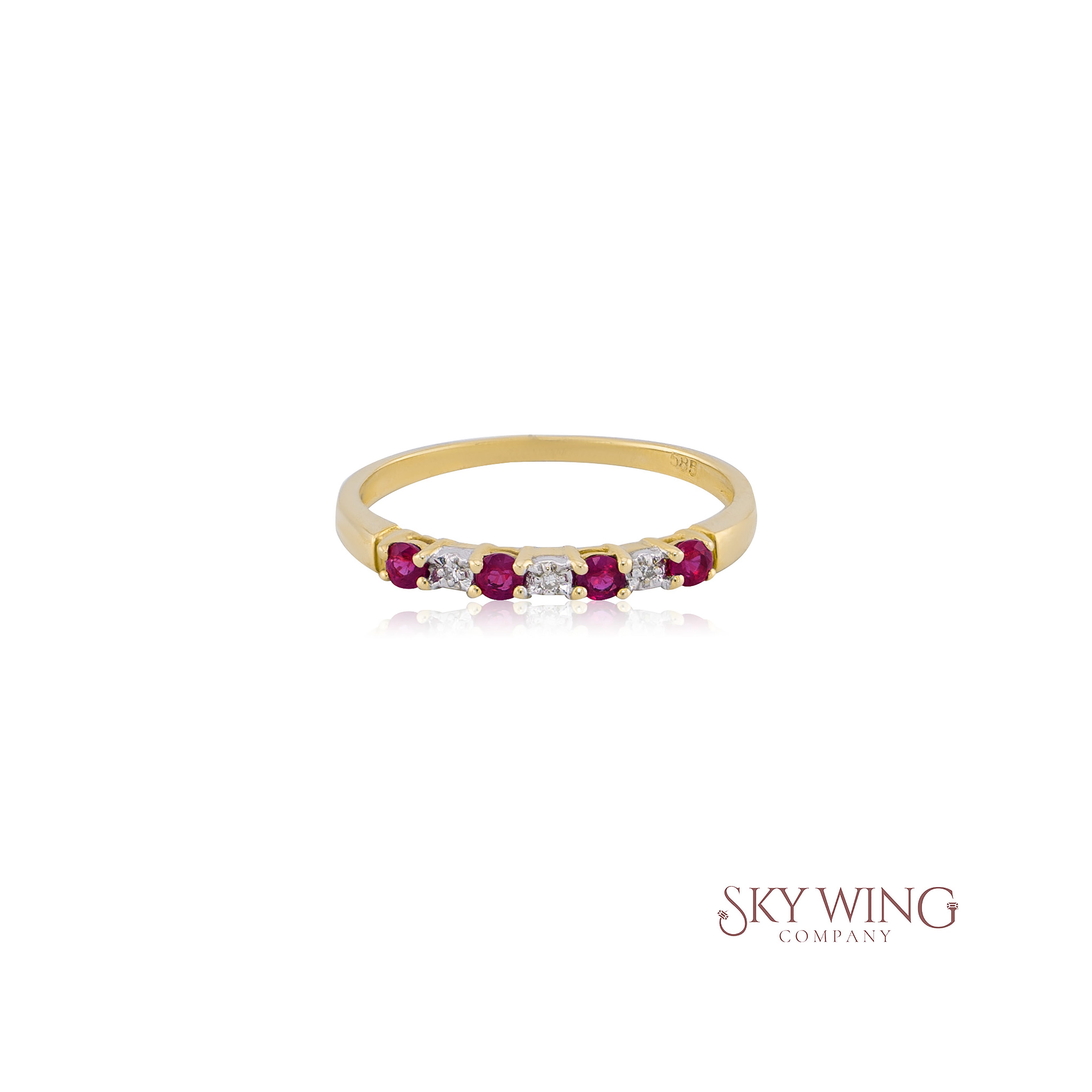 RUBY &amp; MOISSANITE PROMISE BAND RING