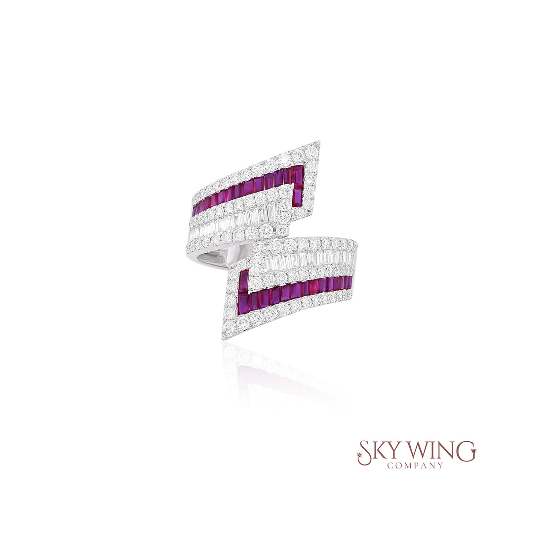 RUBY AND DIAMOND BYPASS RING