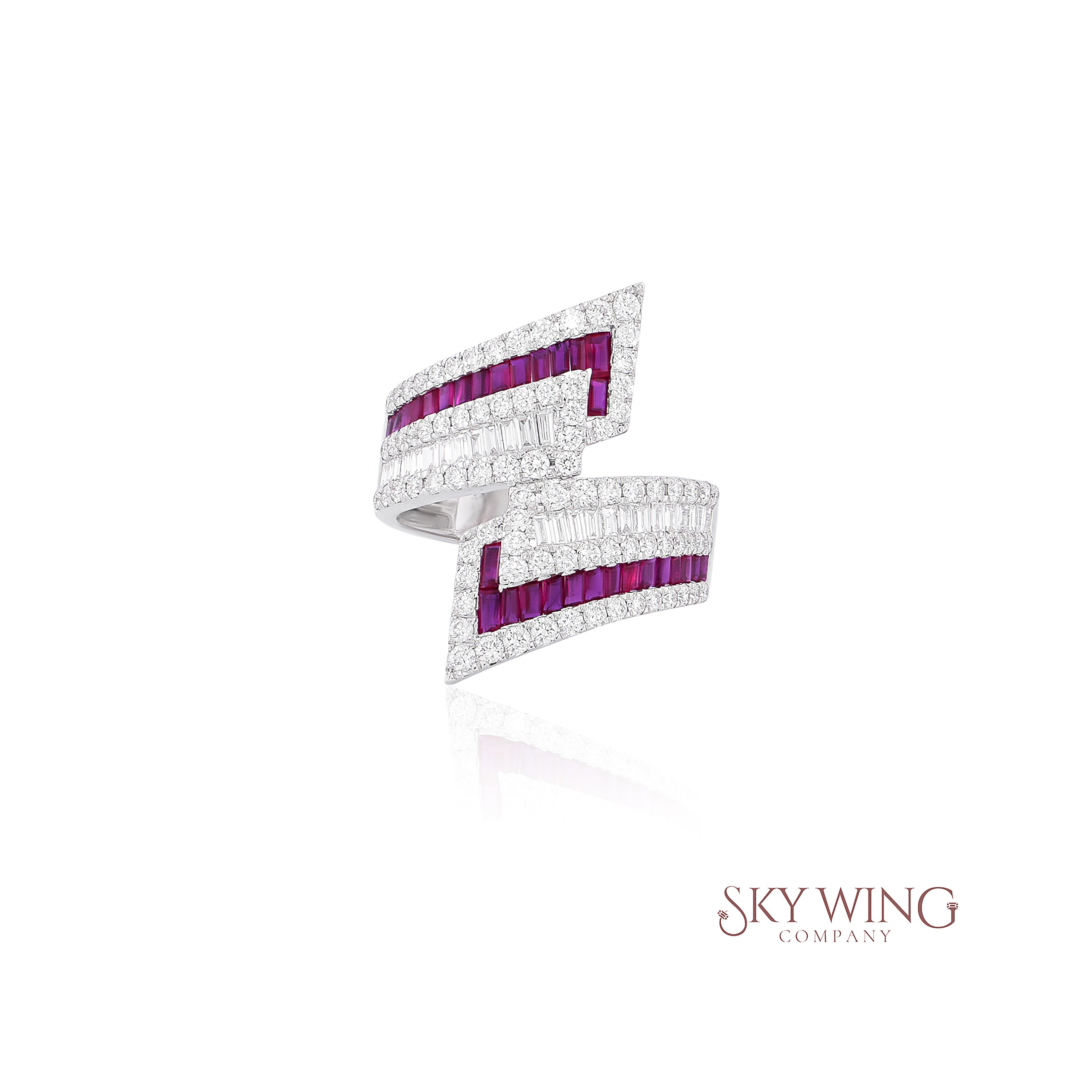RUBY AND DIAMOND BYPASS RING