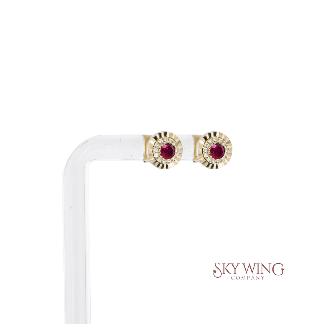 DIAMOND AND RUBY ROUND EARRING