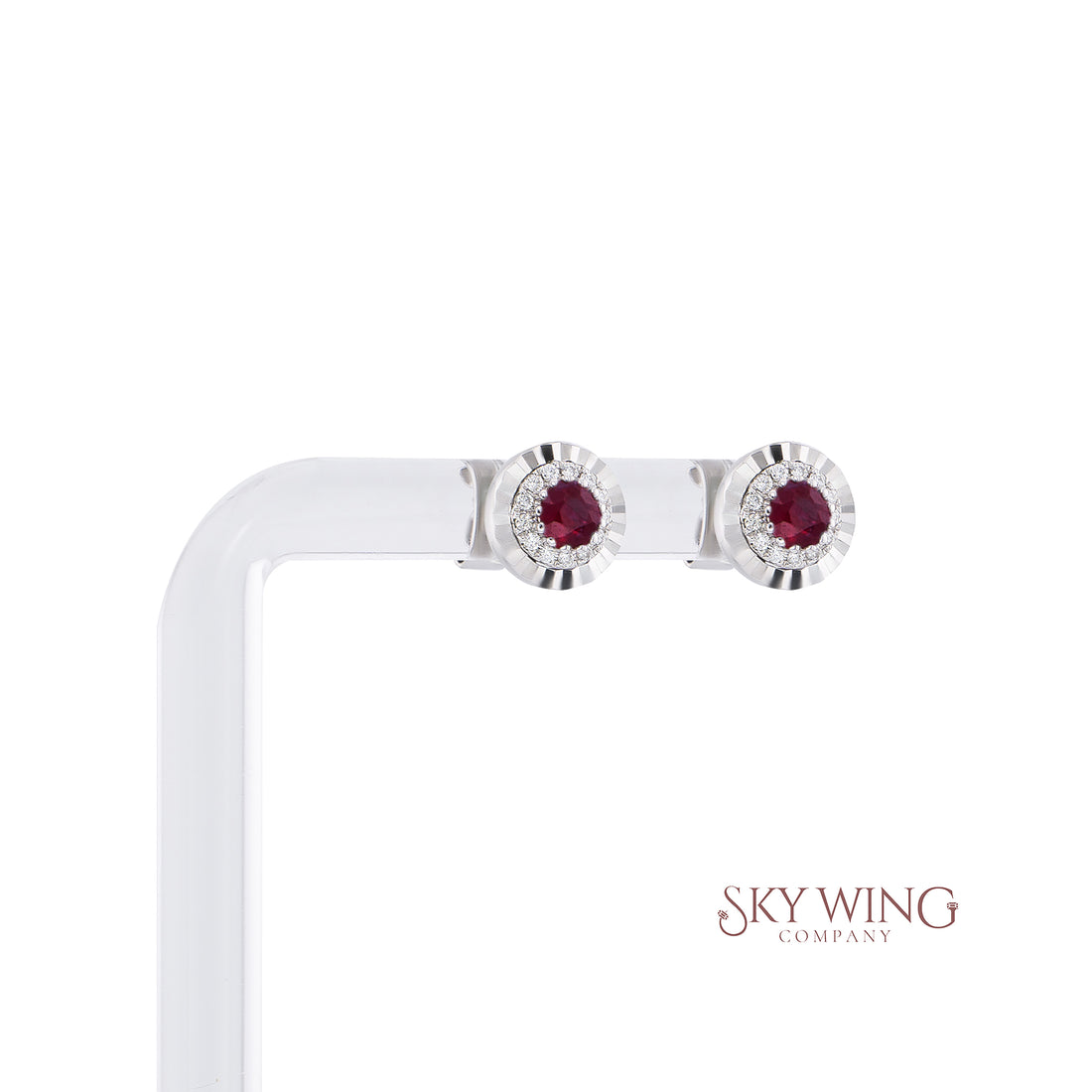 DIAMOND AND RUBY ROUND EARRING