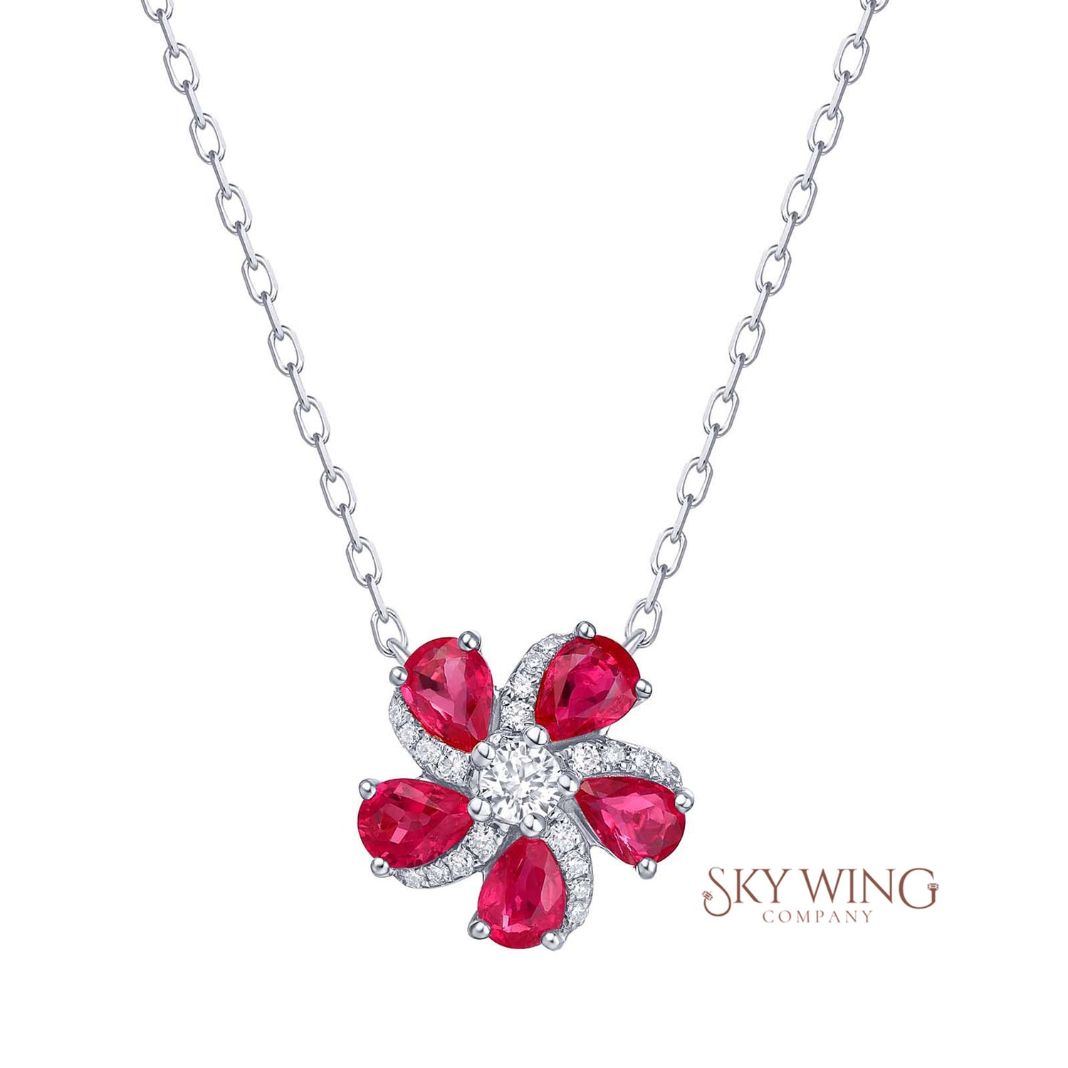 Ruby Flower Necklace