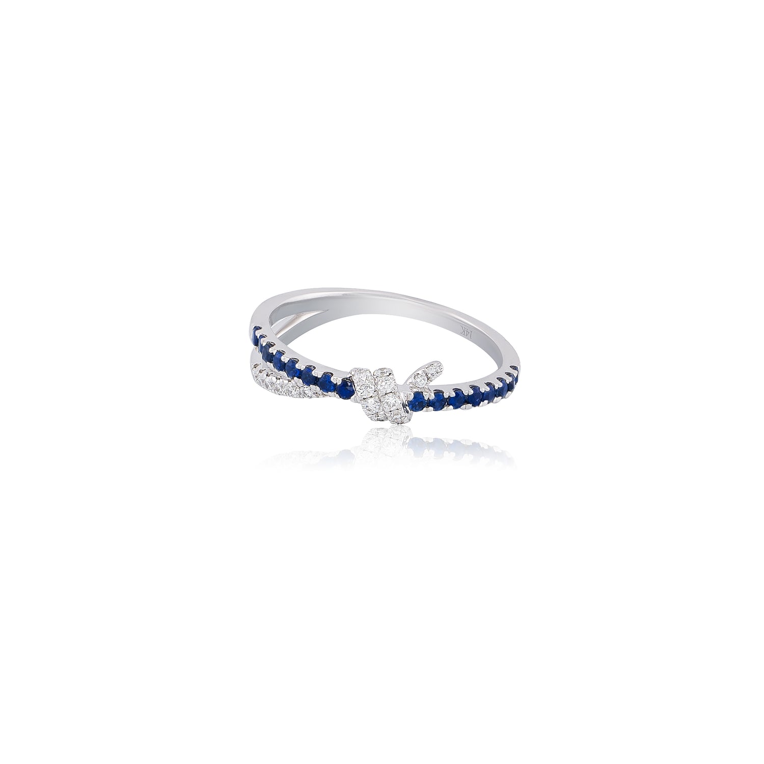 BLUE SAPPHIRE AND DIA TIE KNOT RING